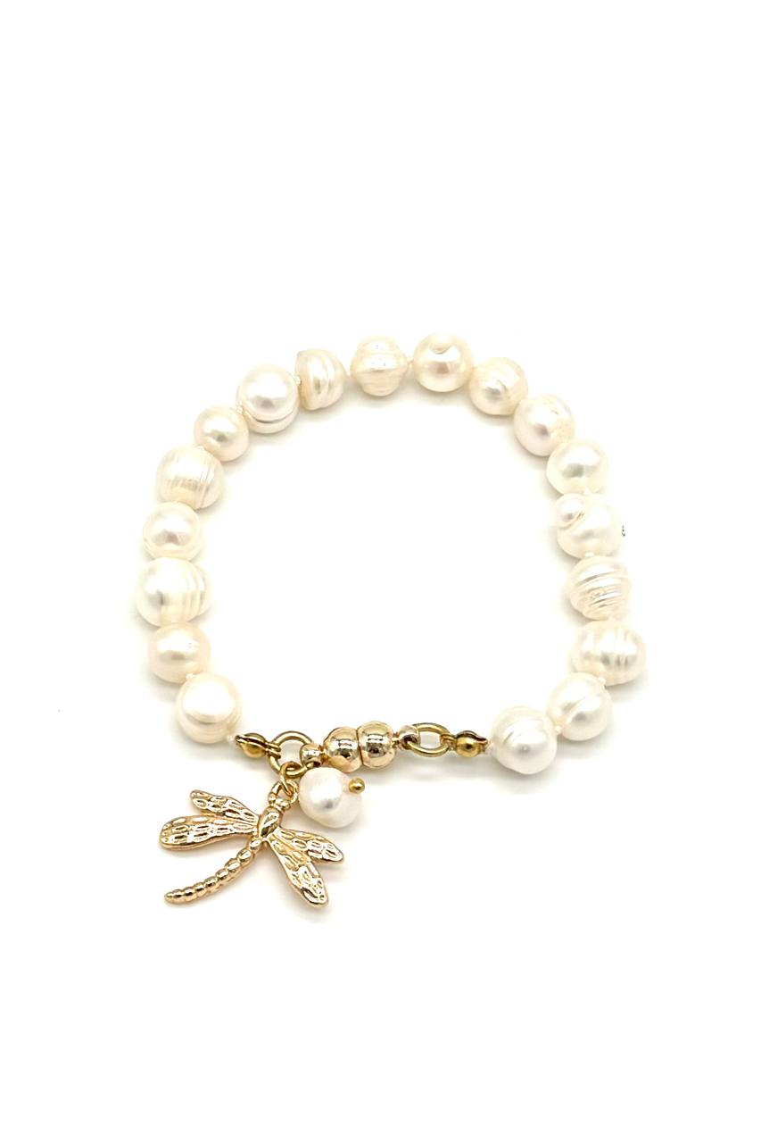 PULSERA PERLA CULTIVADA LIBÉLULA