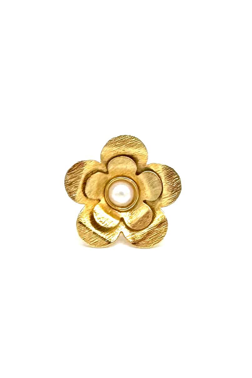 ANILLO DOBLE FLOR BRONCE ORO