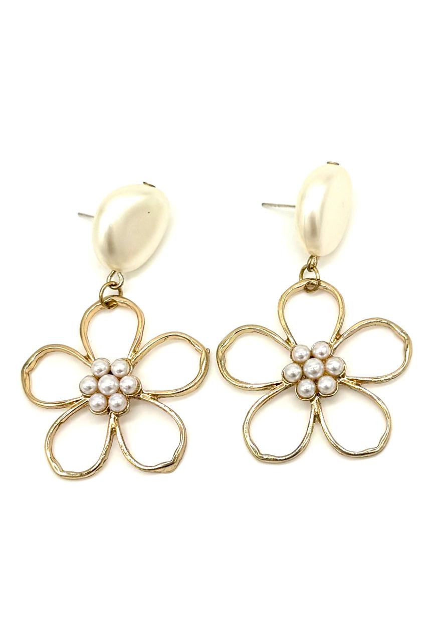 ARETES FLOR PERLA