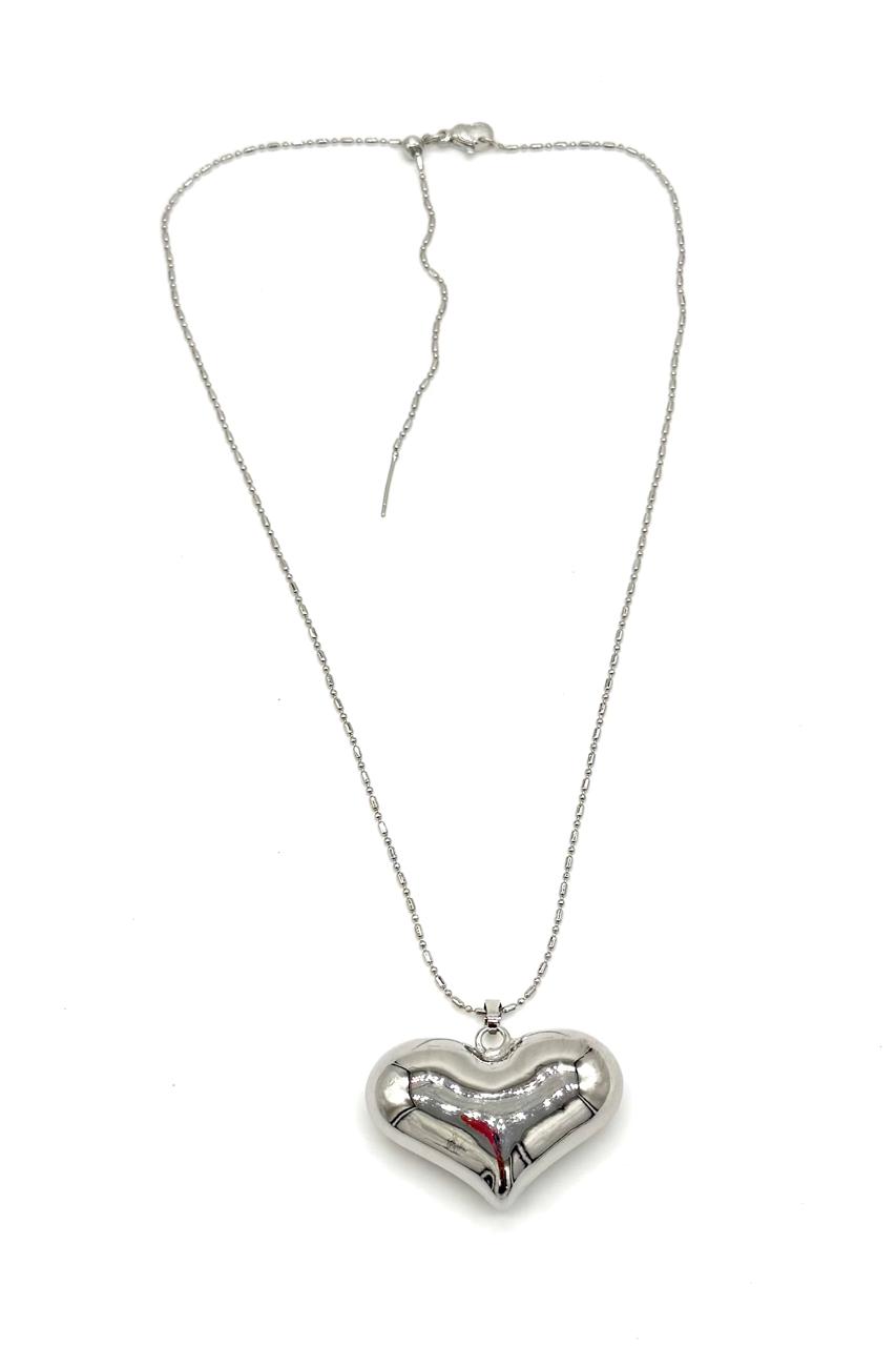 CADENA CORAZÓN CHUNKY PLATEADA