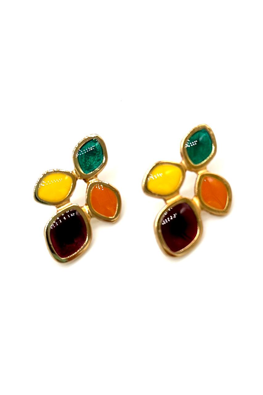 ARETES VIBRANTE SAMAC BAÑO 24K