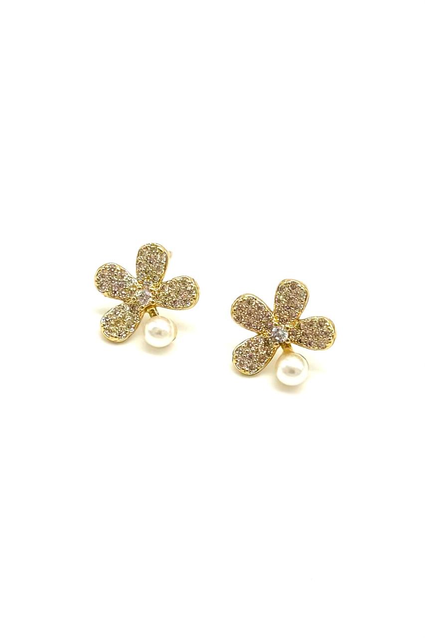 ARETES FLOR PERLA MICRO ZIRCÓN