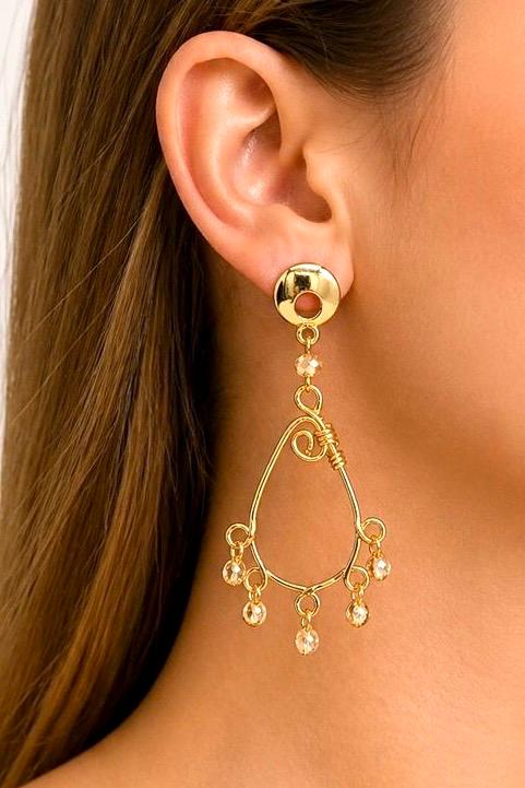ARETES SAMAC BAÑO 24K CRISTAL