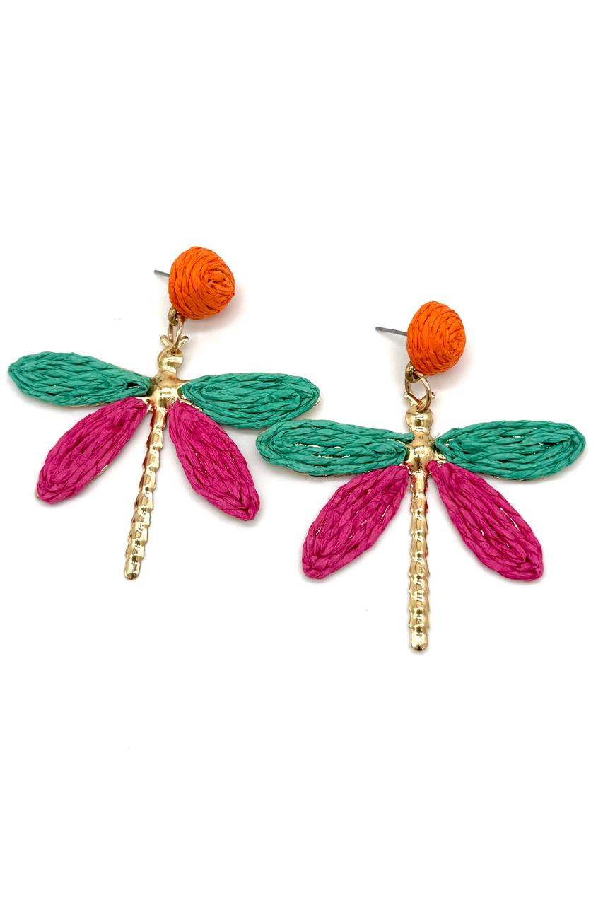 ARETES MARIPOSA RAFIA
