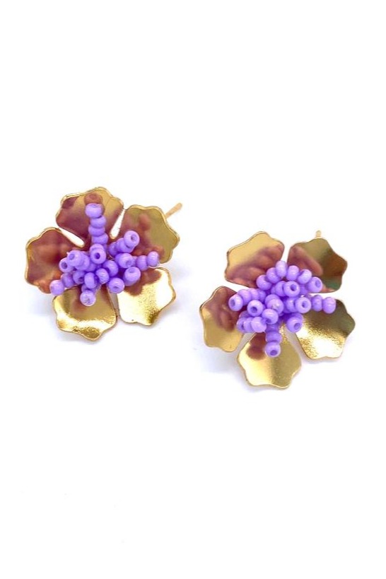 ARETES BRONCE ORO FLOR