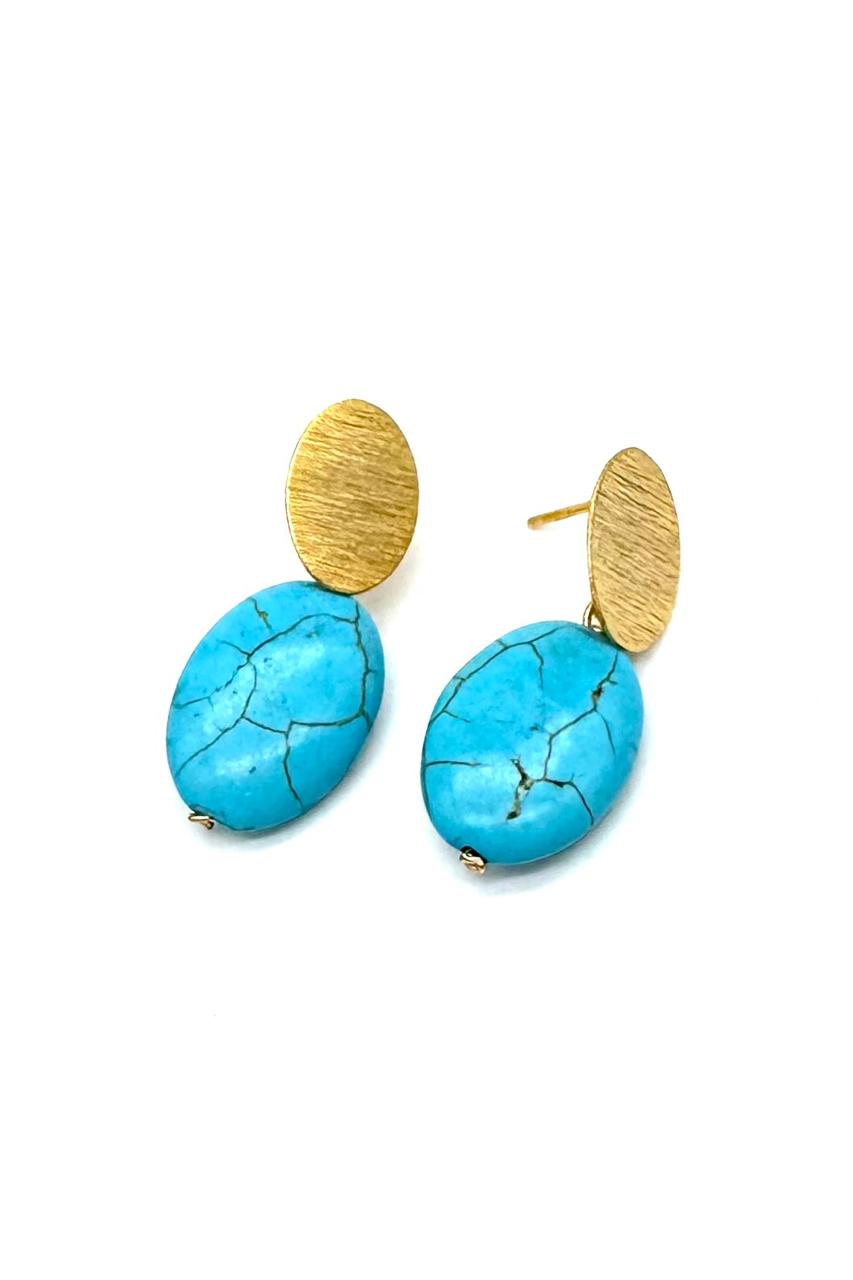 ARETES TURQUESA BRONCE ORO