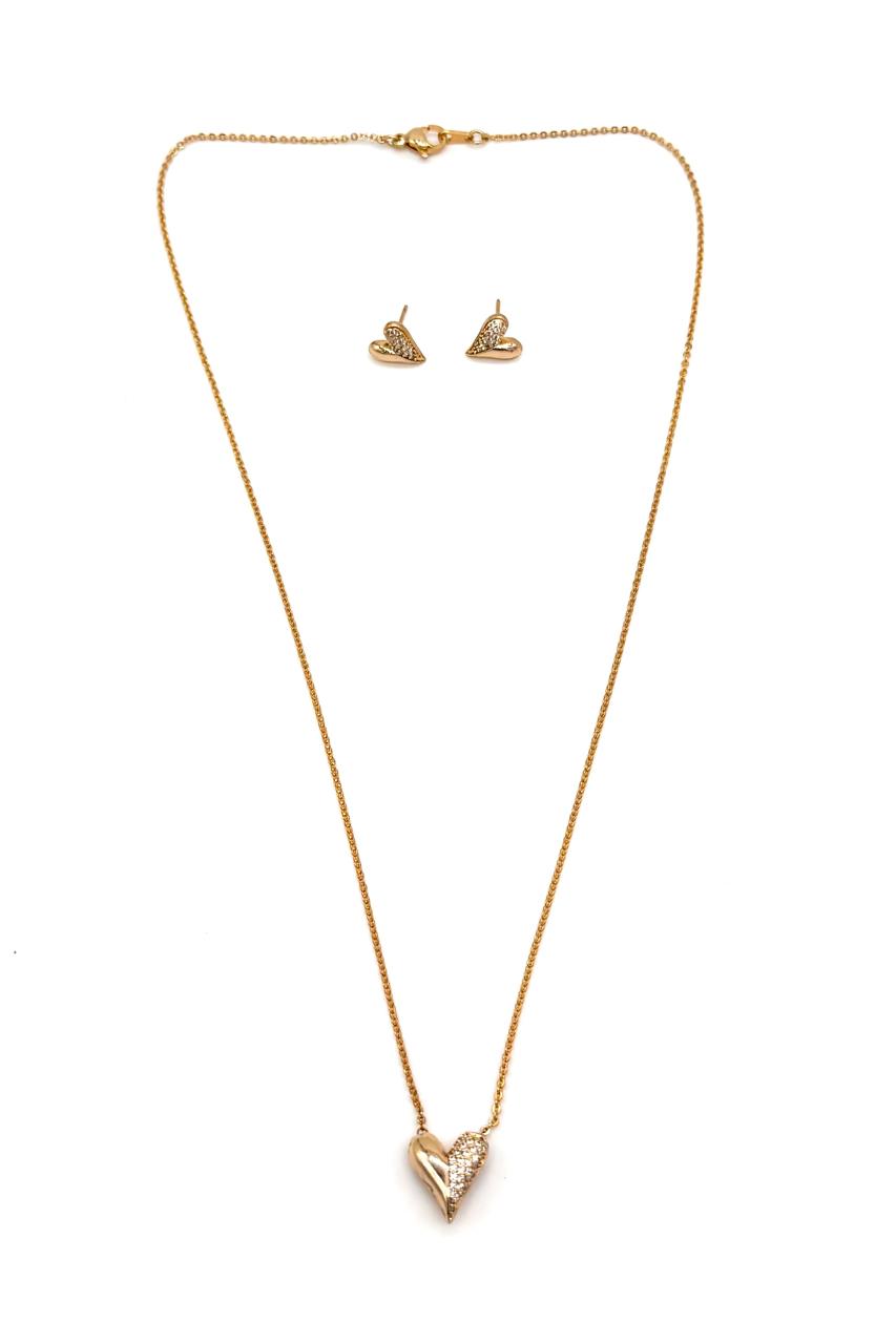 JUEGO CORAZÓN ORO ROSA