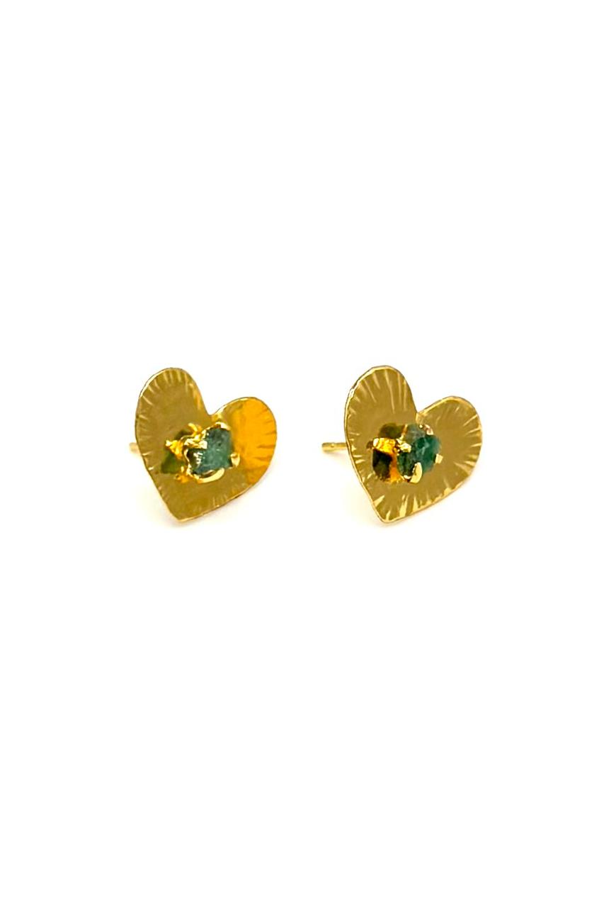 ARETES CORAZÓN PEQUEÑO MURALLA ESMERALDA