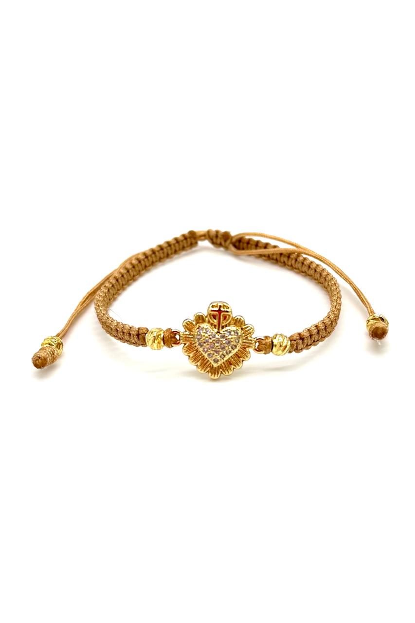 PULSERA MICRO ZIRCÓN CORAZÓN TEJIDA