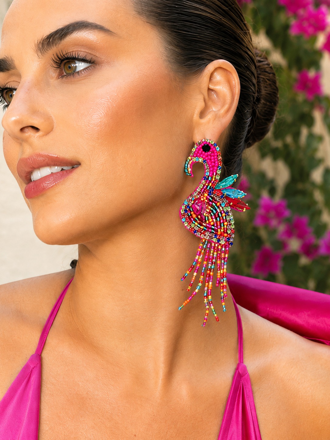 ARETES FLAMINGO SOUTACHE