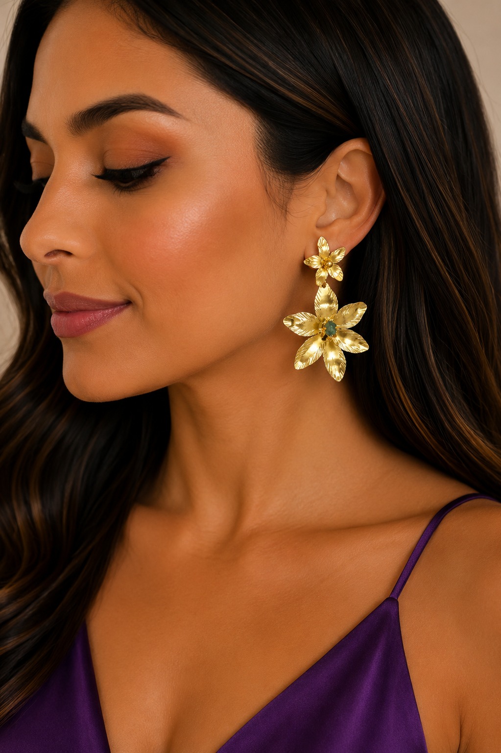ARETES JARDÍN BRONCE ORO MURRALLA ESMERALDA