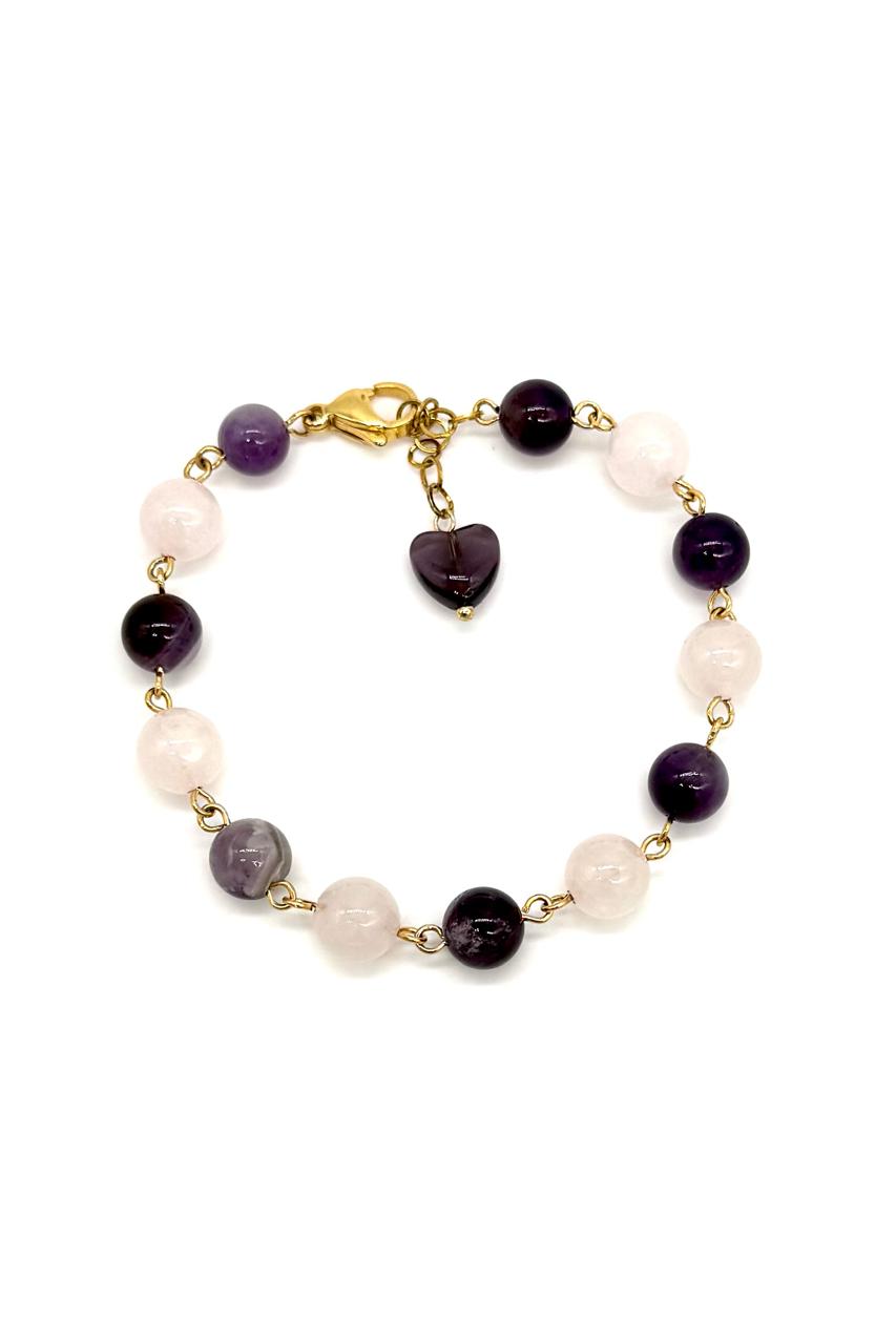 PULSERA AMATISTA CUARZO ROSADO