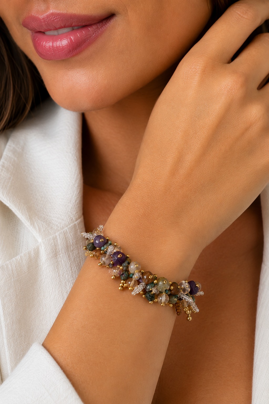 PULSERA TEJIDA PIEDRAS
