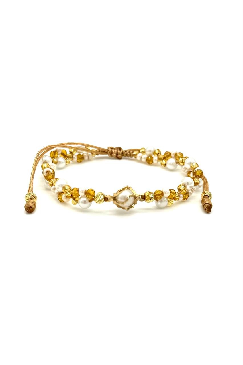 PULSERA PERLA TEJIDA