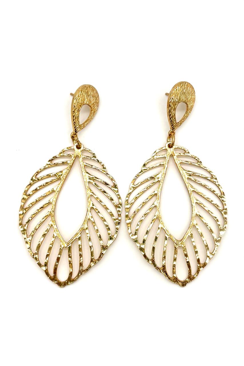 ARETES MAXI HOJA SAMAC BAÑO 24K