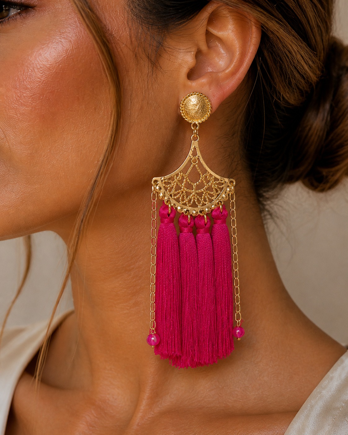 ARETES GITANOS SAMAC BAÑO ORO 24K