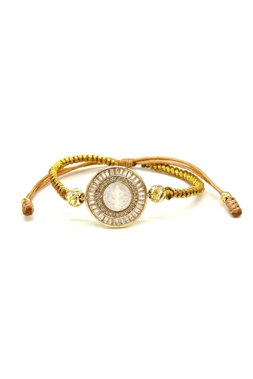 PULSERA MEDALLA SAN BENITO NÁCAR
