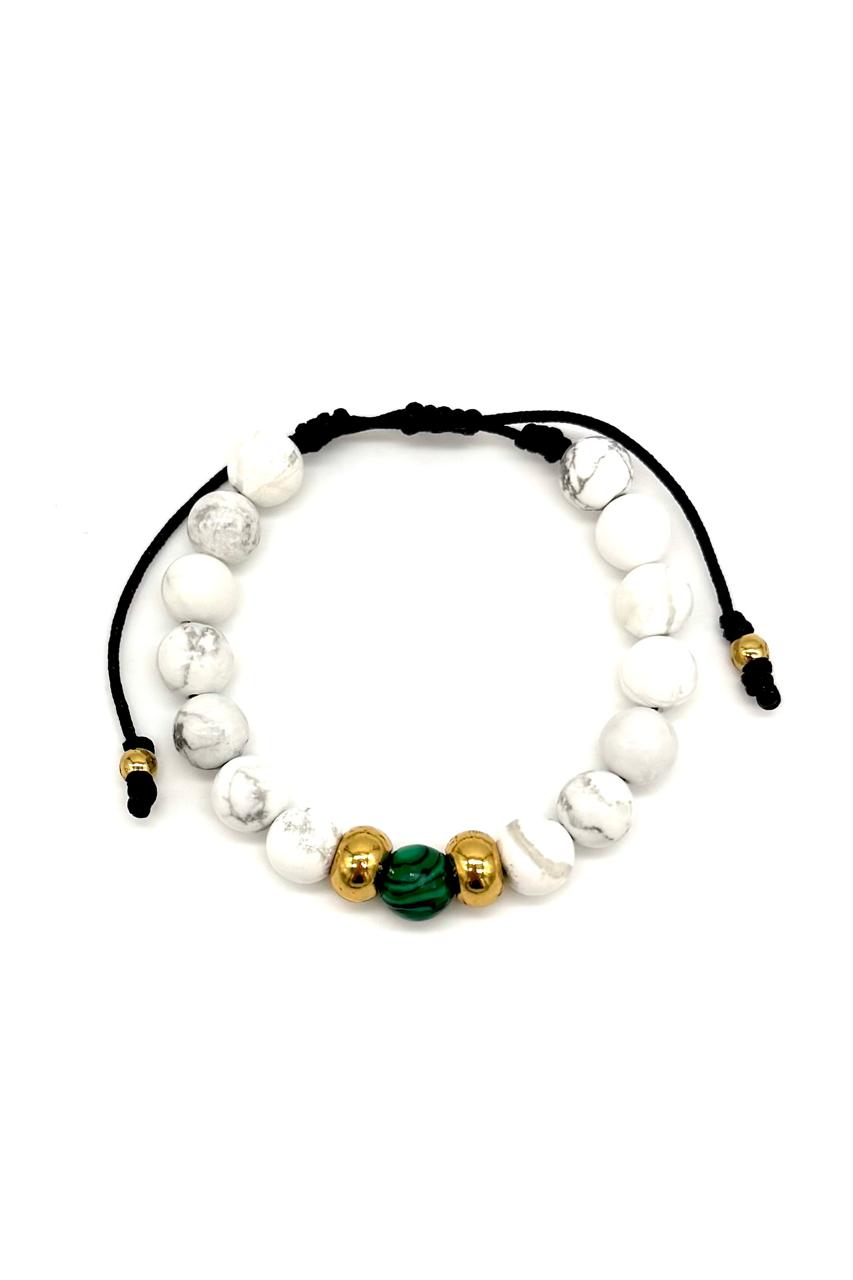 PULSERA HOWLITA MALAQUITA