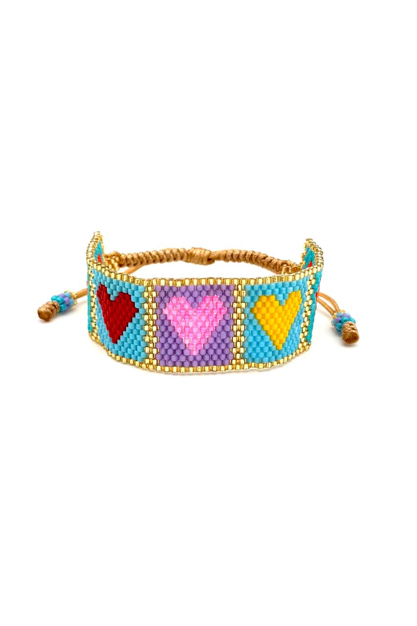 PULSERA CORAZONES MULTICOLOR MIYUKI