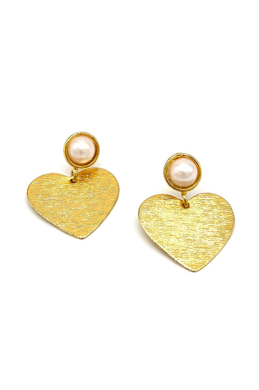 ARETES CORAZÓN BRONCE ORO MATIZADOS
