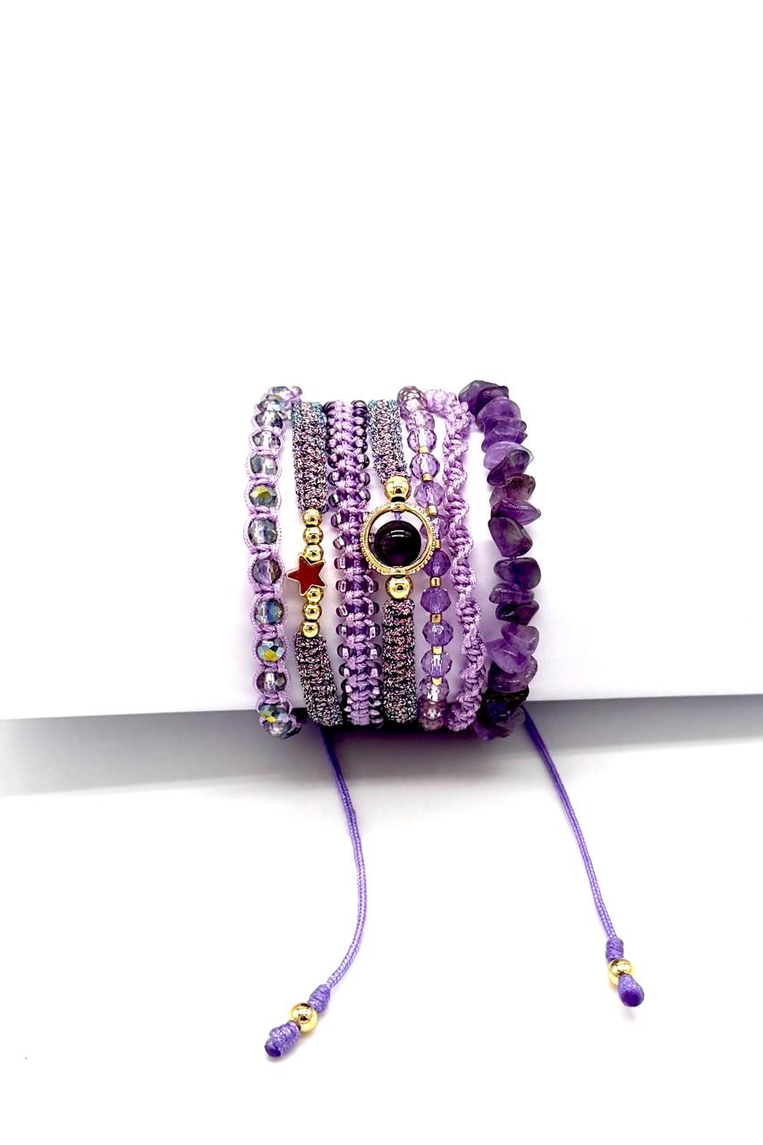 PULSERA AMATISTA 7 VUELTAS