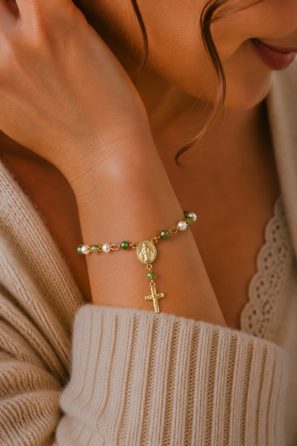 PULSERA DENARIO PERLA POLVO NÁCAR