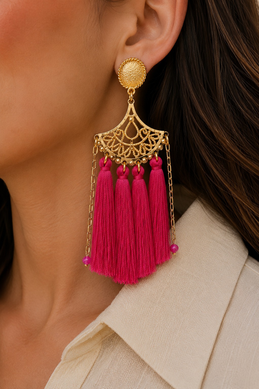 ARETES GITANOS ZAMAK BAÑO ORO 24K