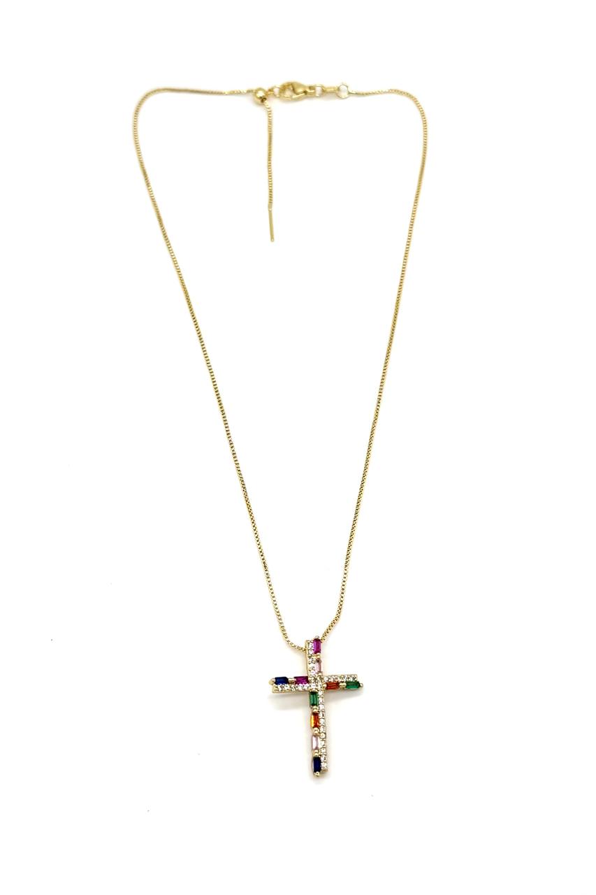 CADENA CRUZ MULTICOLOR