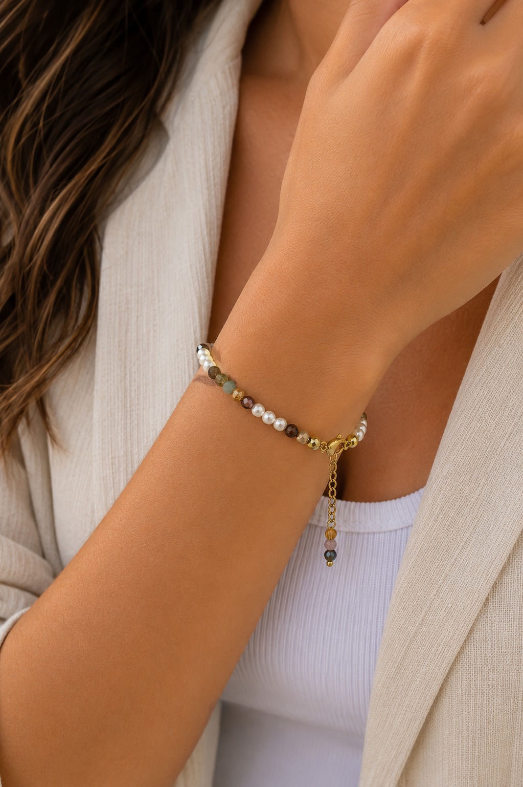 PULSERA PERLA CULTIVADA CRISTAL