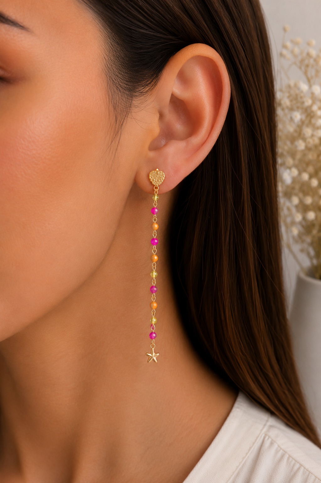 ARETES ALAMBRISMO CRISTAL MULTICOLOR