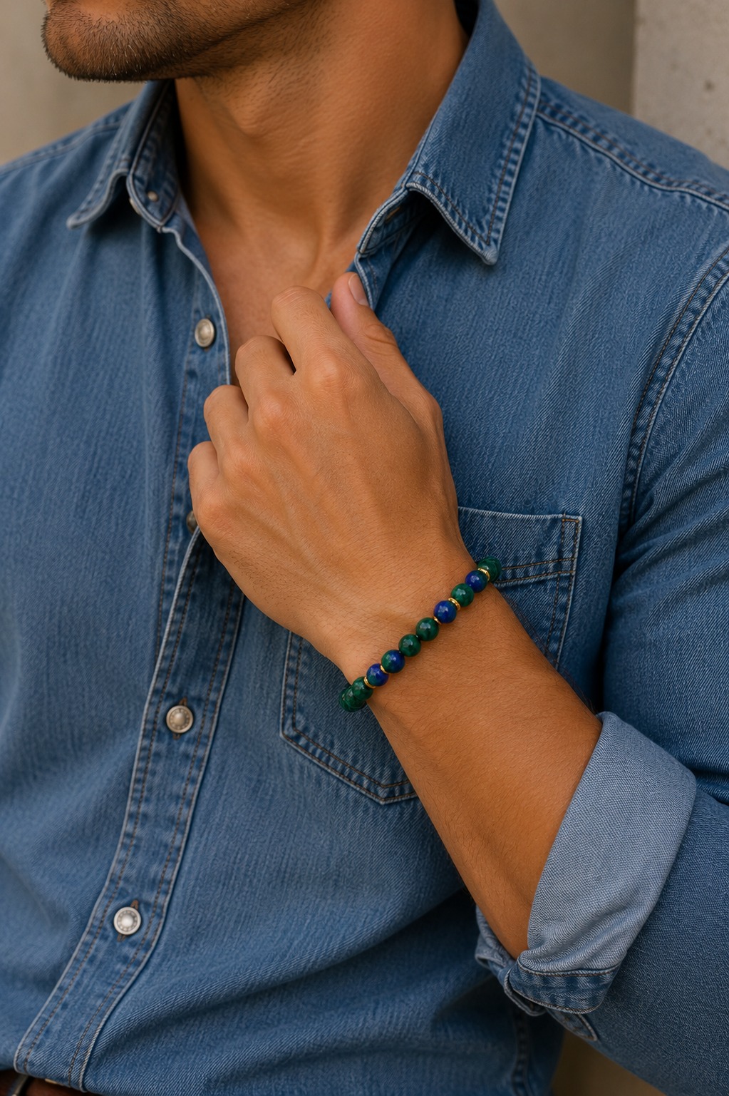 PULSERA MALAQUITA ACERO
