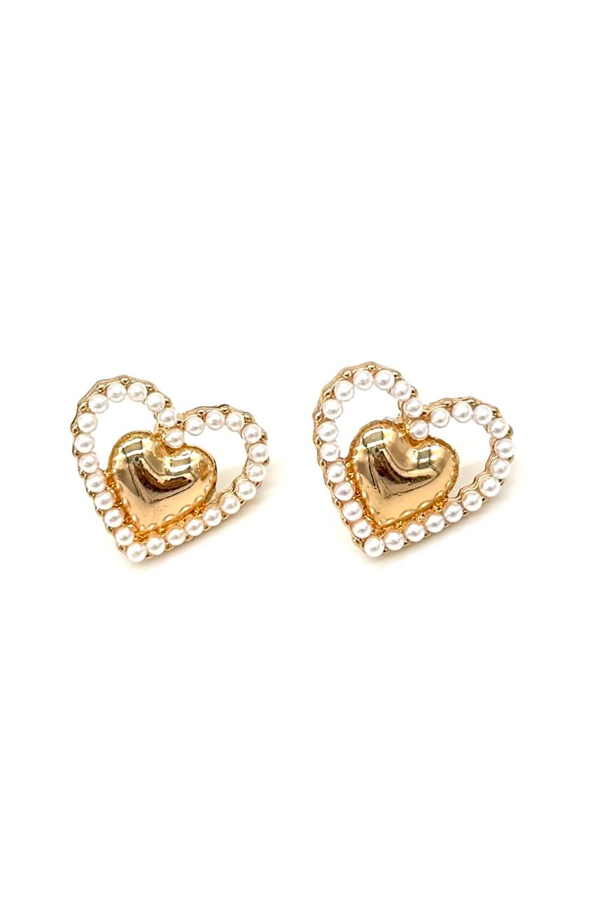 ARETES DOBLE CORAZÓN RODIO