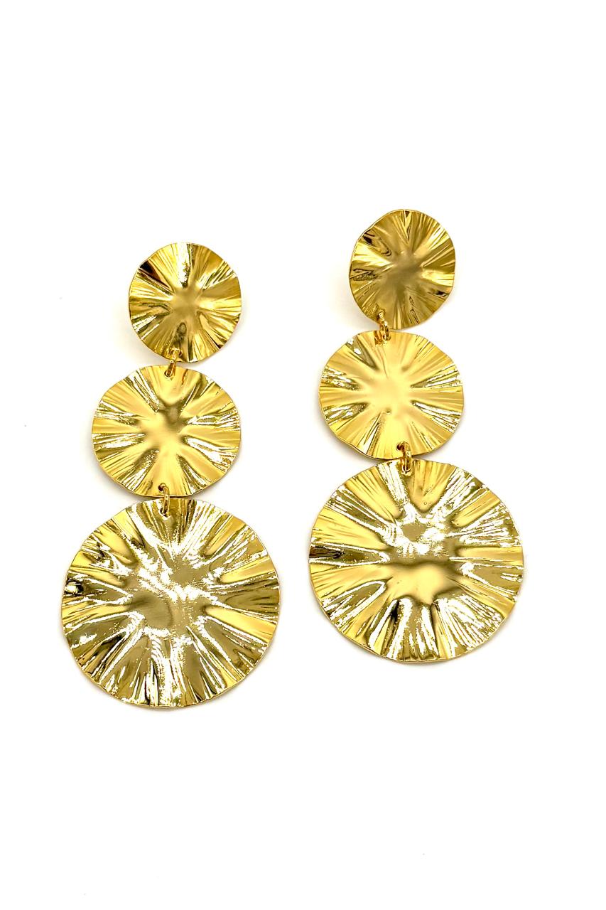 ARETES DISCOS DIAMANTADOS BRONCE ORO