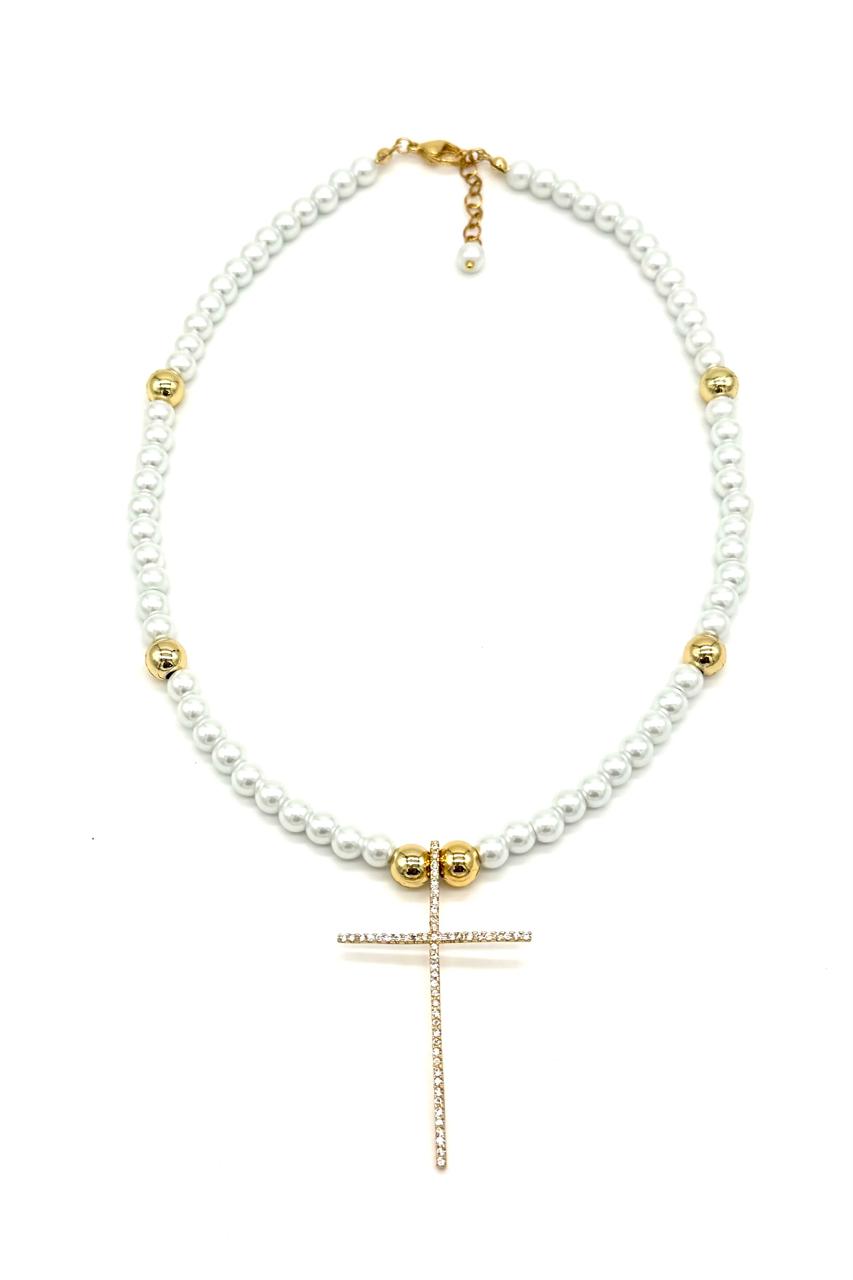 COLLAR CRUZ PERLA