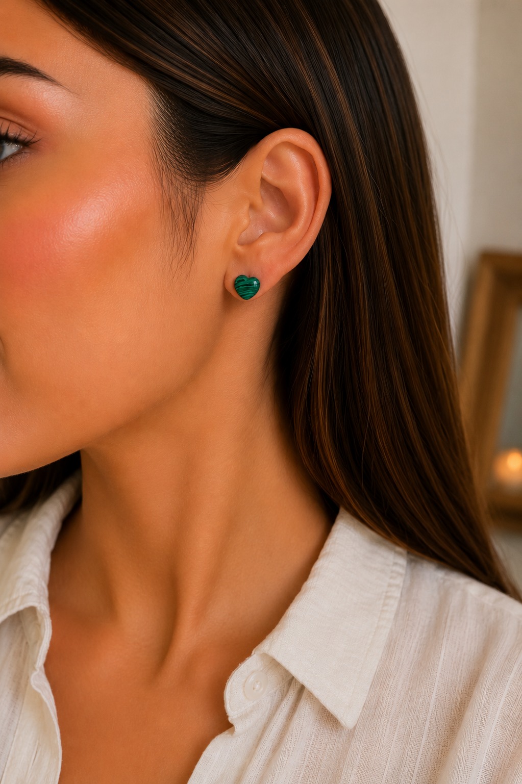 ARETES MALAQUITA ACERO