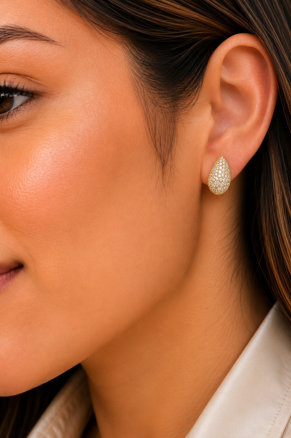 ARETES DIAMANTADOS RODIO