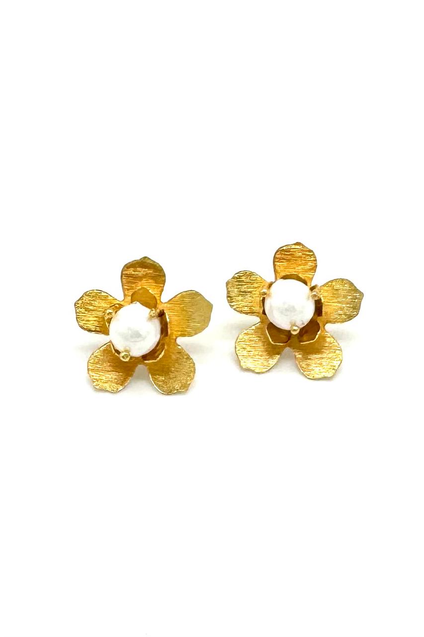 ARETES FLOR PISTILOS BRONCE ORO