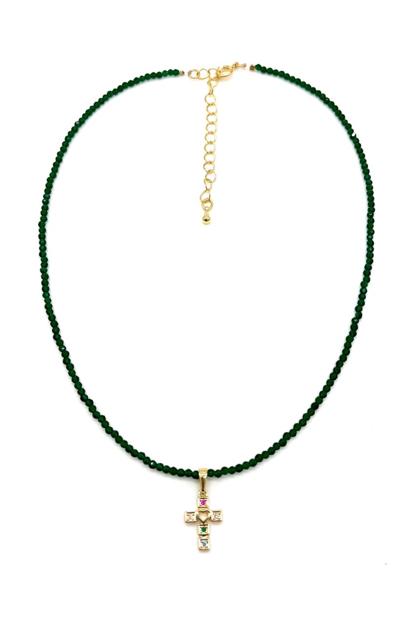 SHOKER CRUZ CORAZÓN ORO LAMINADO 18K