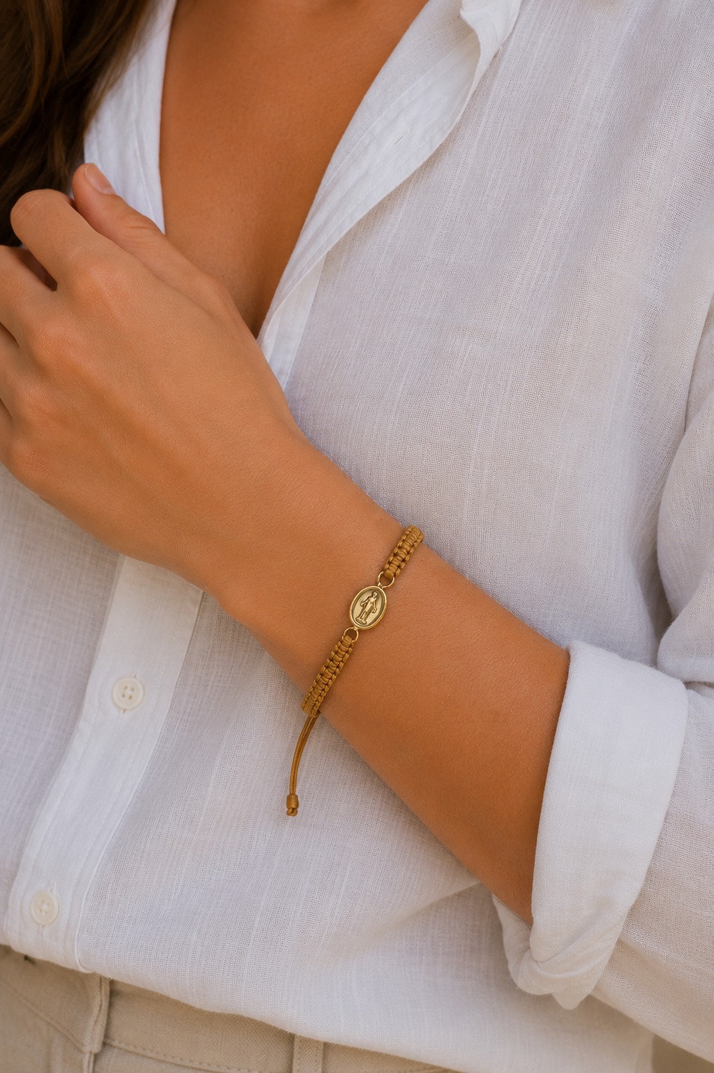 PULSERA VIRGEN MILAGROSA ORO LAMINADO 18K