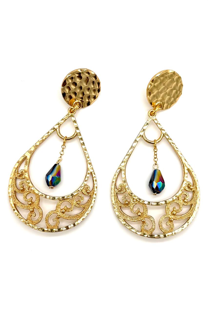 ARETES MAXI SAMAC BAÑO ORO 24K