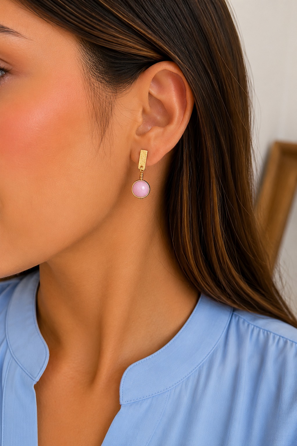 ARETES OJO GATO LILA