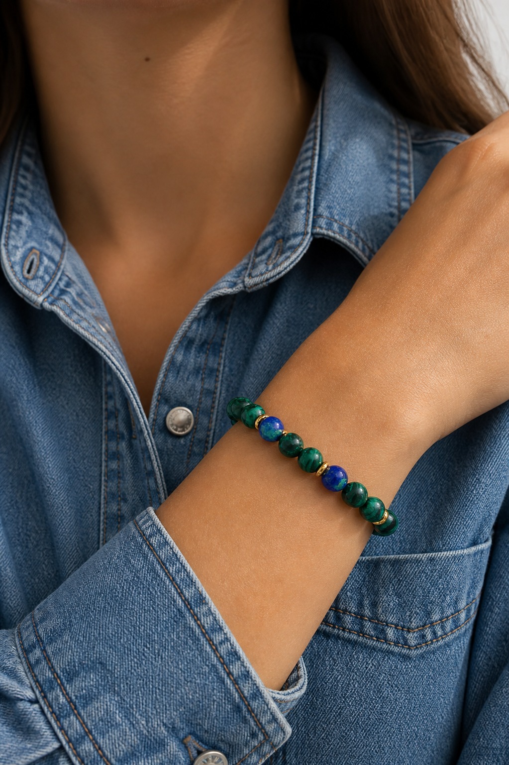 PULSERA MALAQUITA ACERO