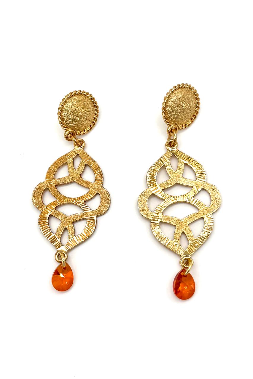 ARETES CRISTAL AUSTRIACO SAMAC BAÑO 24K