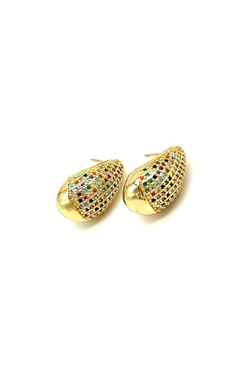 ARETES DIAMANTADOS MULTICOLOR RODIO