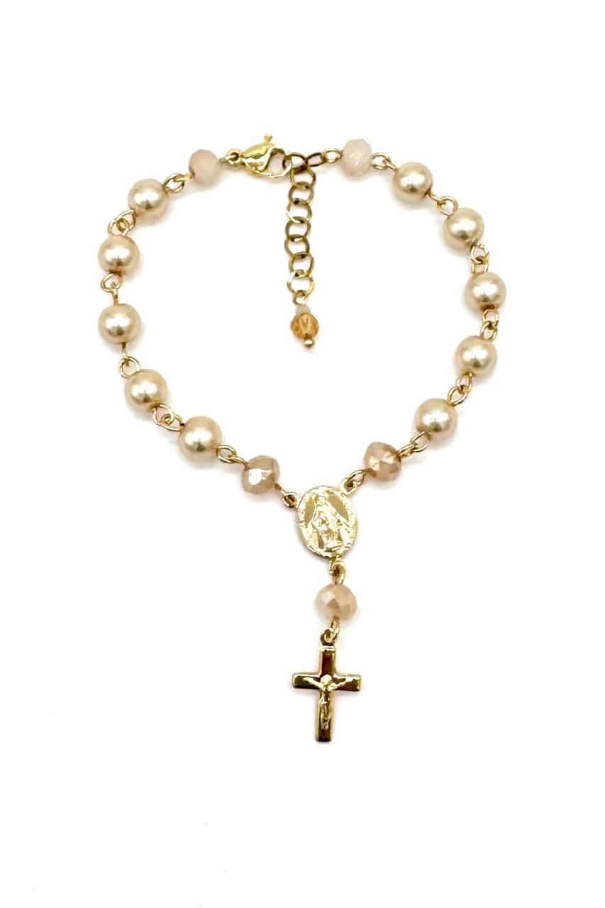 PULSERA DENARIO PERLA CRISTAL