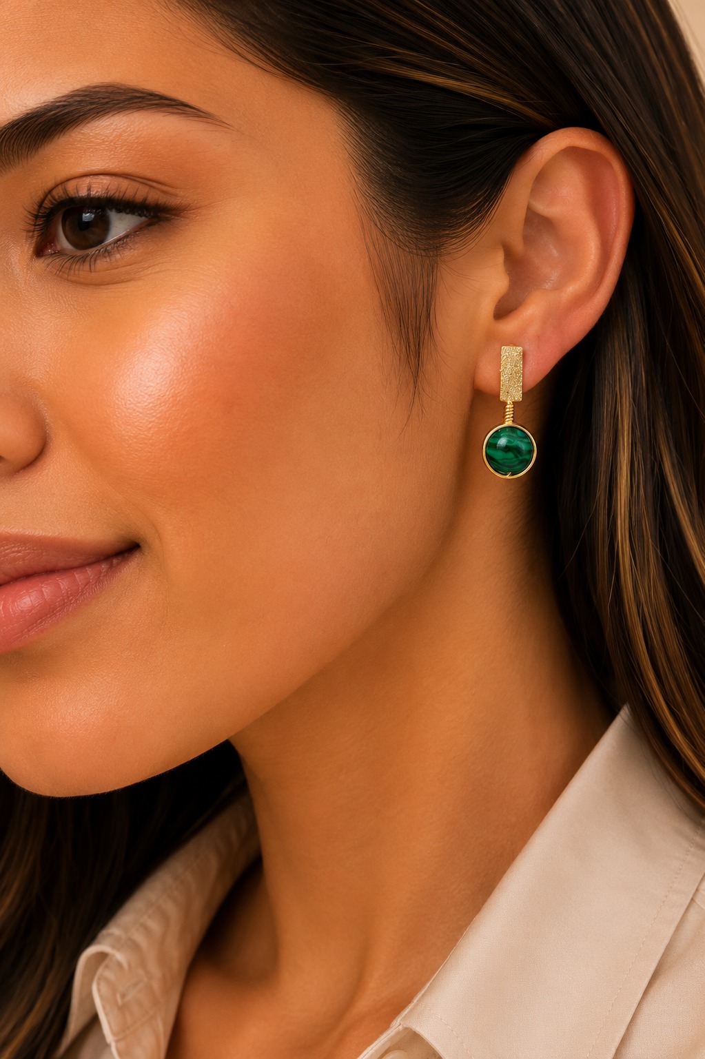 ARETES MALAQUITA ALAMBRISMO
