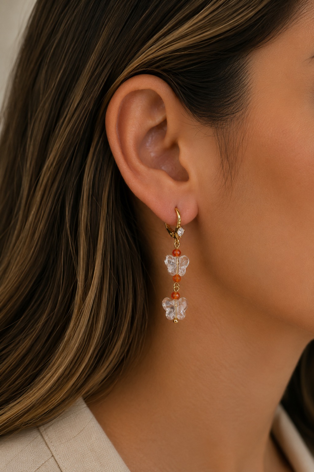 ARETES MARIPOSA ALAMBRISMO CRISTAL