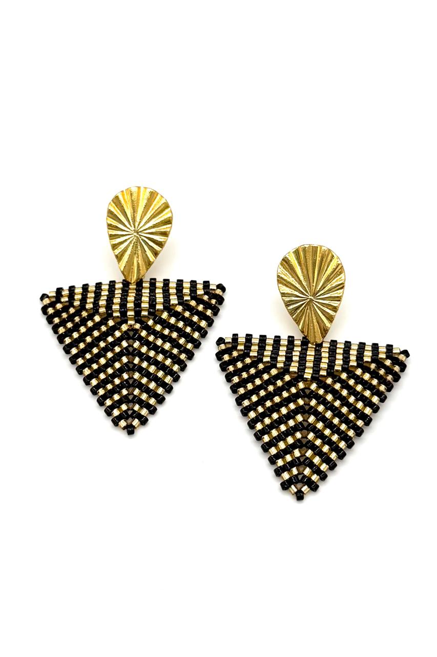 ARETES MIYUKI BRONCE ORO NEGRO