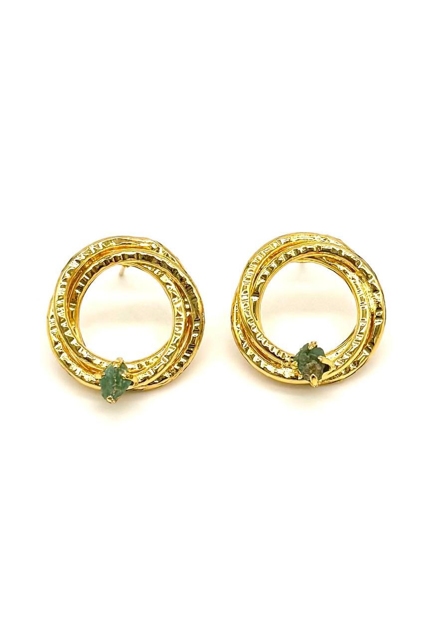 ARETES CINDY MURRALLA ESMERALDA BRONCE ORO