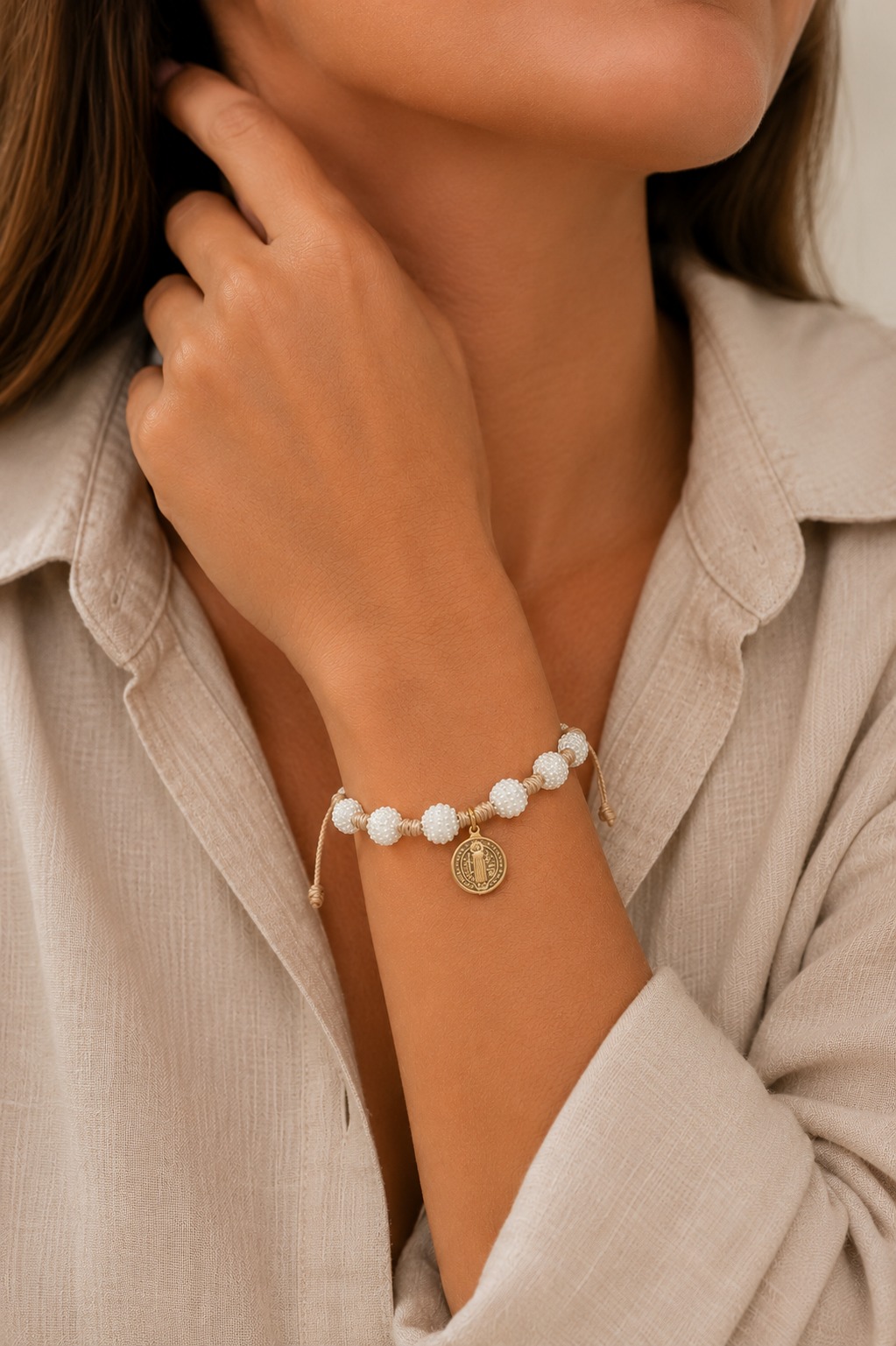 PULSERA DENARIO SAN BENITO ACERO